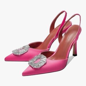 Amazon Vertundy Rhinestone Slingback Satin Pumps NWOT